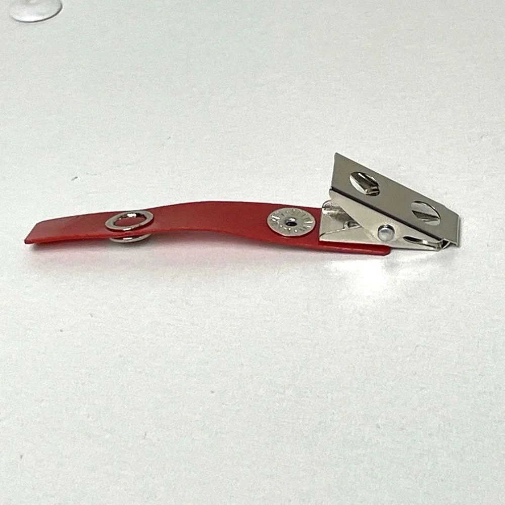 98 Pack Premium Badge Clips with Red Vinyl Strap & Metal Clip